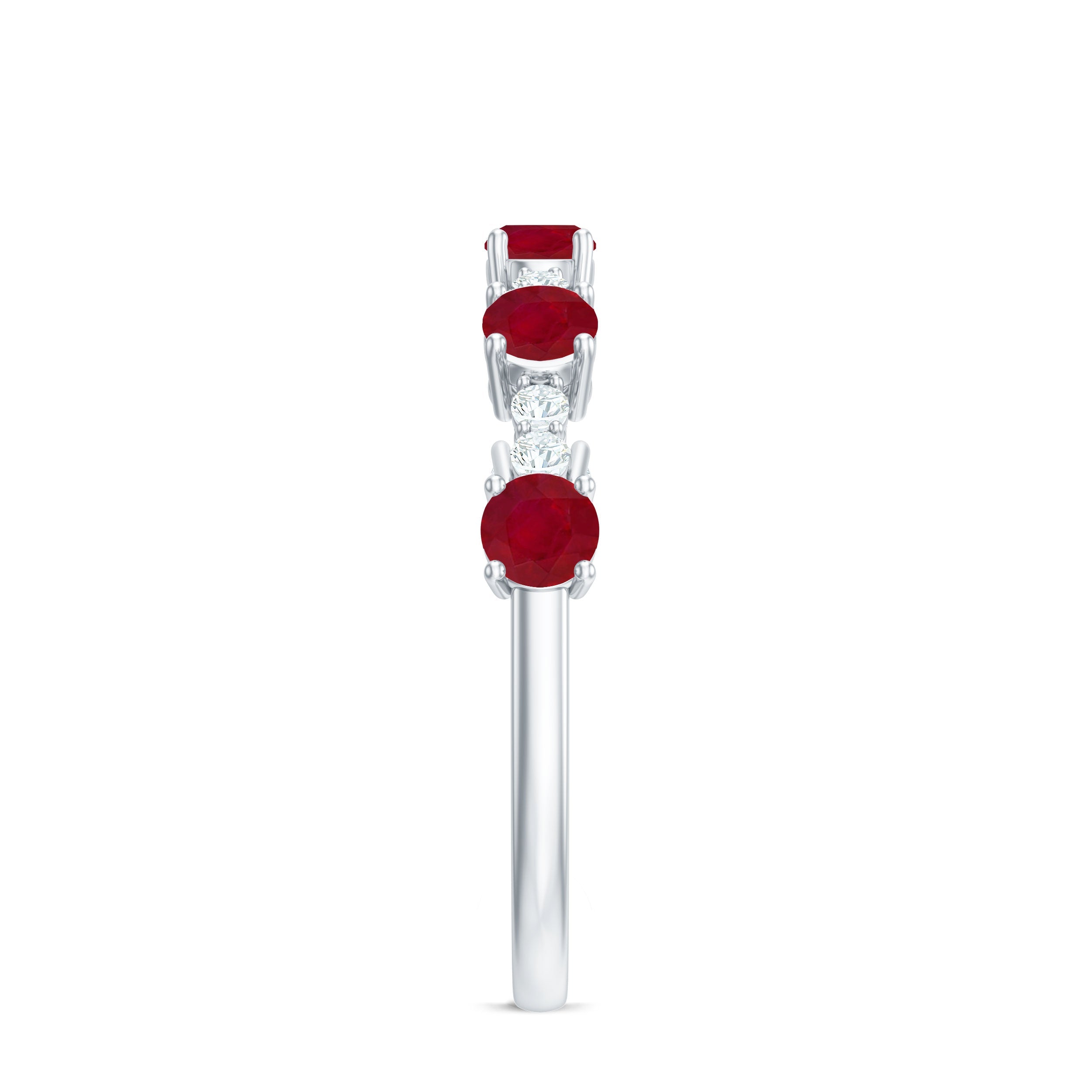Ruby Diamond Eternity Ring – Half Eternity Band with AAA Quality Ruby & Sparkling Diamond