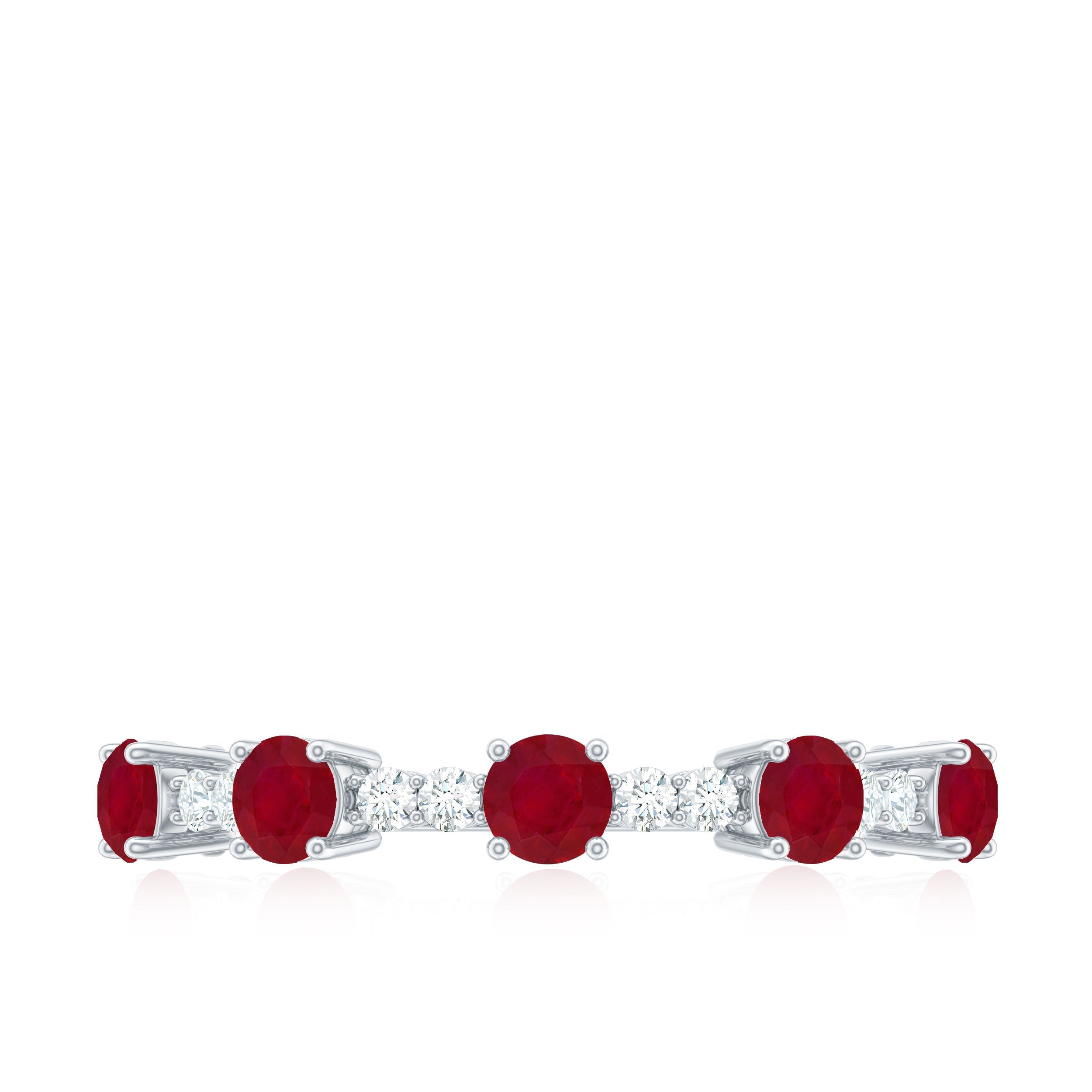 Ruby Diamond Eternity Ring – Half Eternity Band with AAA Quality Ruby & Sparkling Diamond