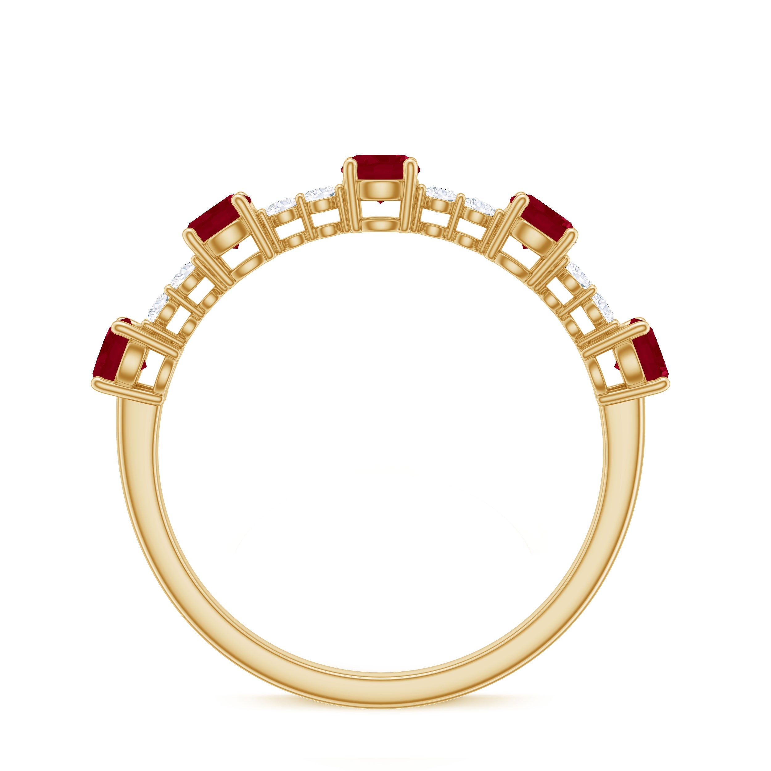 Ruby Diamond Eternity Ring – Half Eternity Band with AAA Quality Ruby & Sparkling Diamond