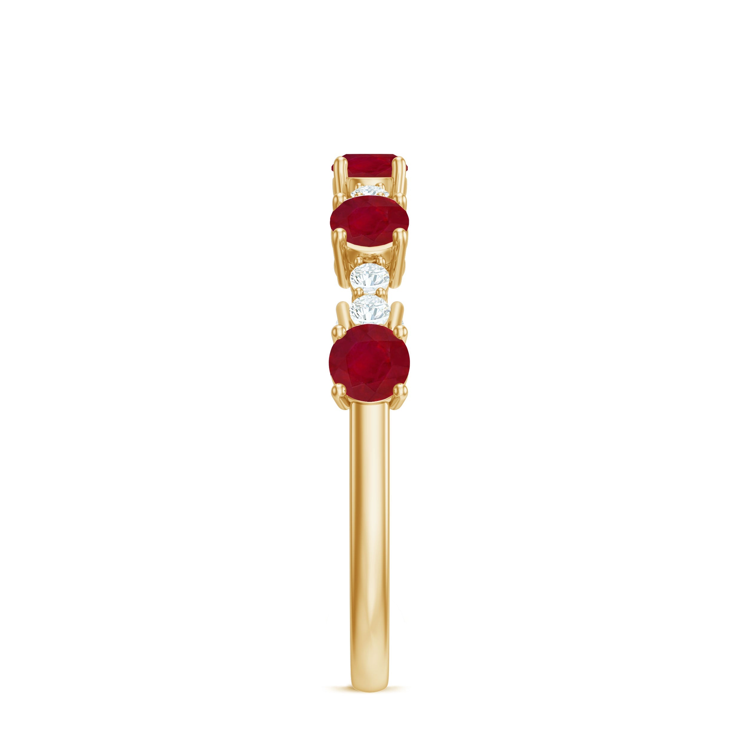Ruby Diamond Eternity Ring – Half Eternity Band with AAA Quality Ruby & Sparkling Diamond