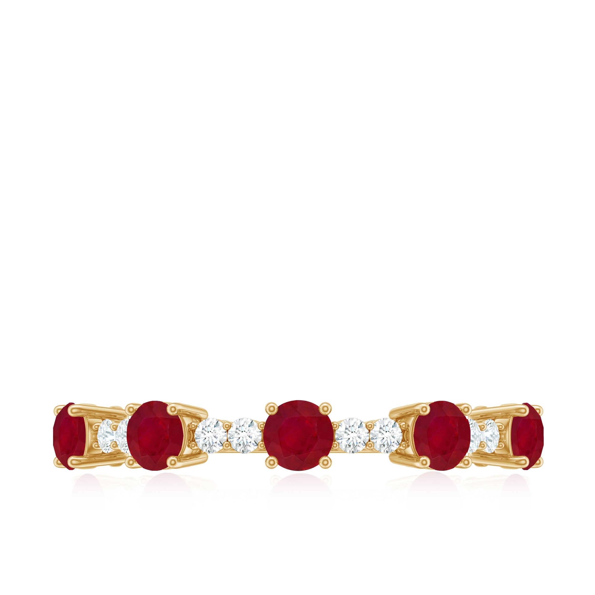 Ruby Diamond Eternity Ring – Half Eternity Band with AAA Quality Ruby & Sparkling Diamond