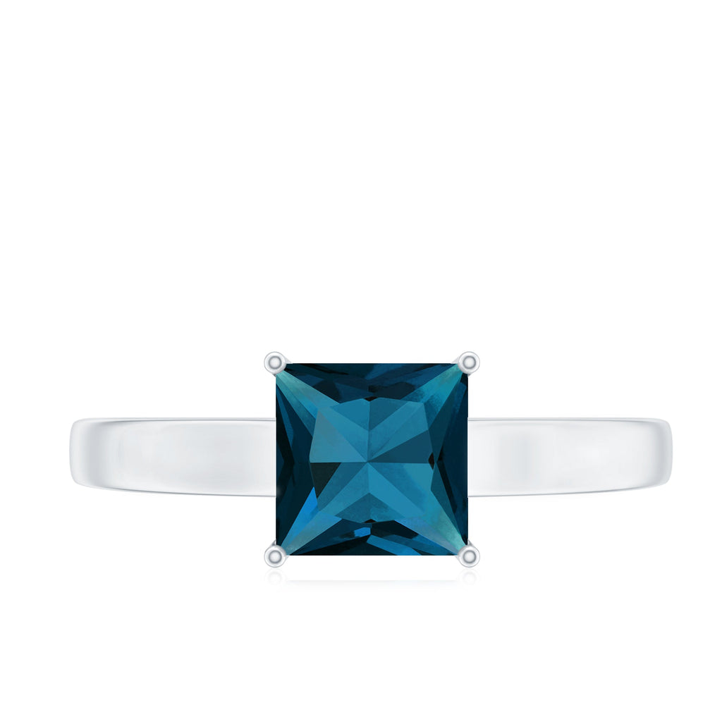 1 Carat Princess Cut London Blue Topaz Solitaire Ring