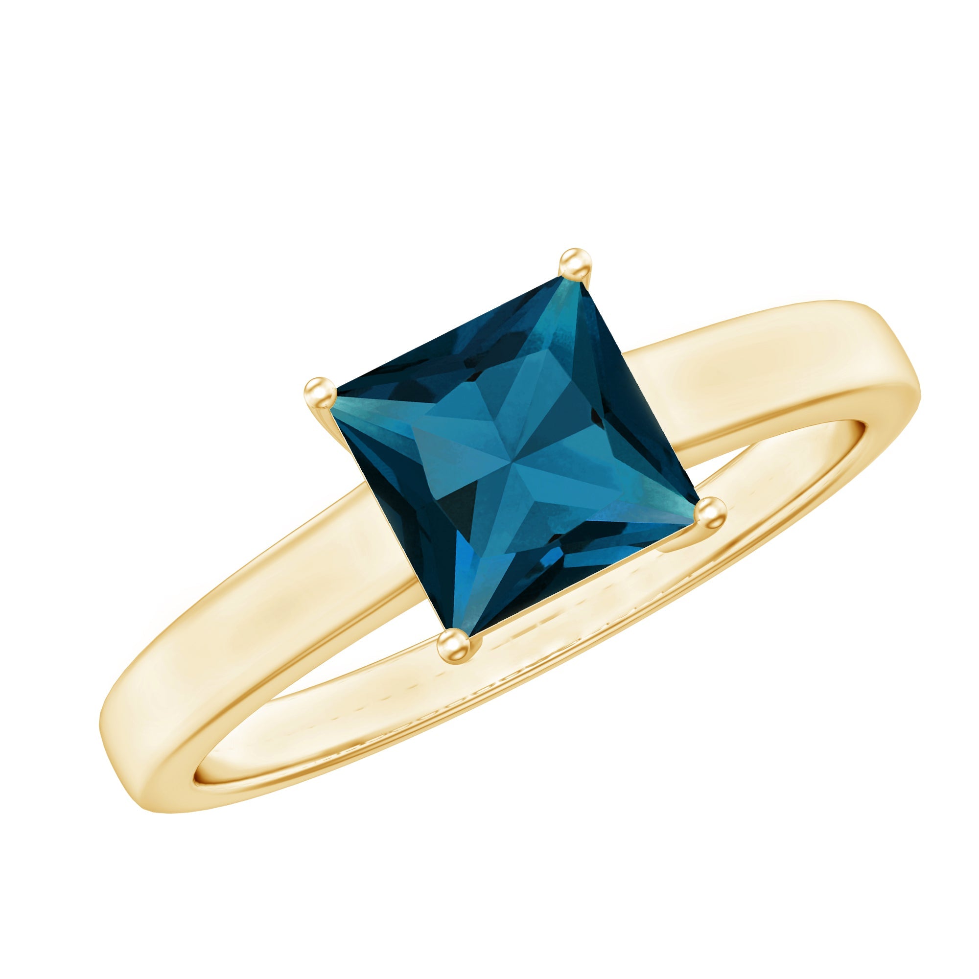 1 Carat Princess Cut London Blue Topaz Solitaire Ring