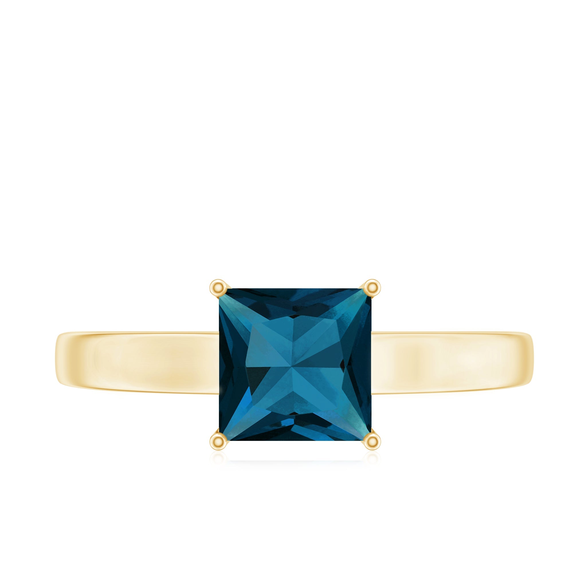 1 Carat Princess Cut London Blue Topaz Solitaire Ring