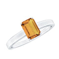 Citrine Engagement Ring - 1.8 Carat Emerald Cut Solitaire Prong Setting Classic Design
