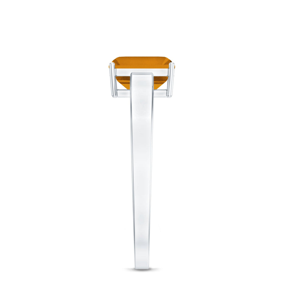Citrine Engagement Ring - 1.8 Carat Emerald Cut Solitaire Prong Setting Classic Design