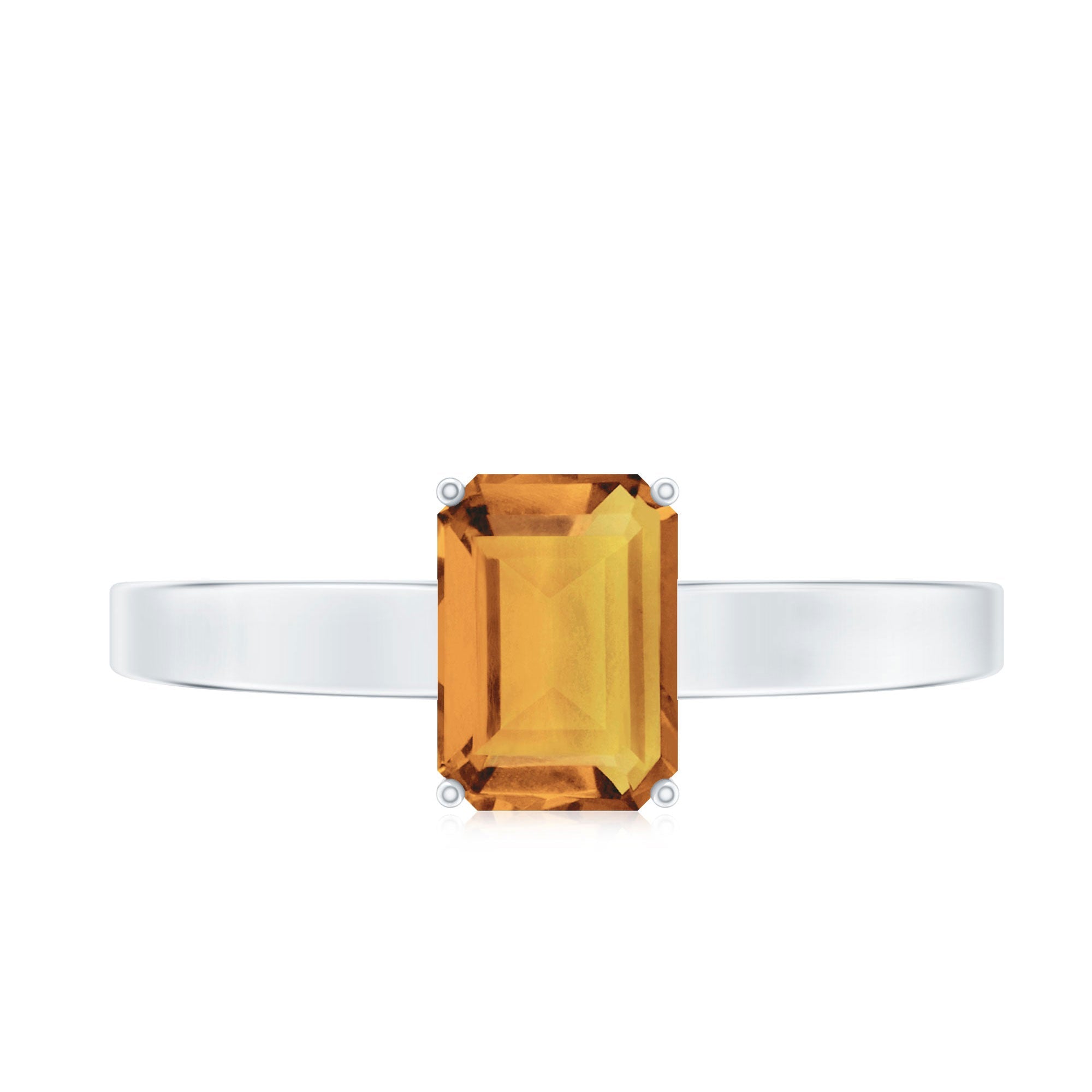 Citrine Engagement Ring - 1.8 Carat Emerald Cut Solitaire Prong Setting Classic Design