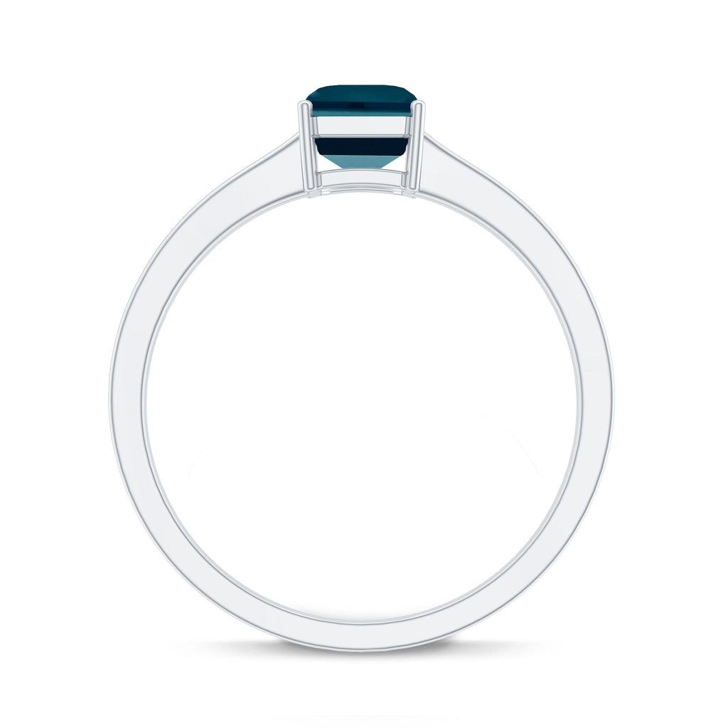 London Blue Topaz Ring – 2.2 Carat Emerald Cut Solitaire Engagement Band