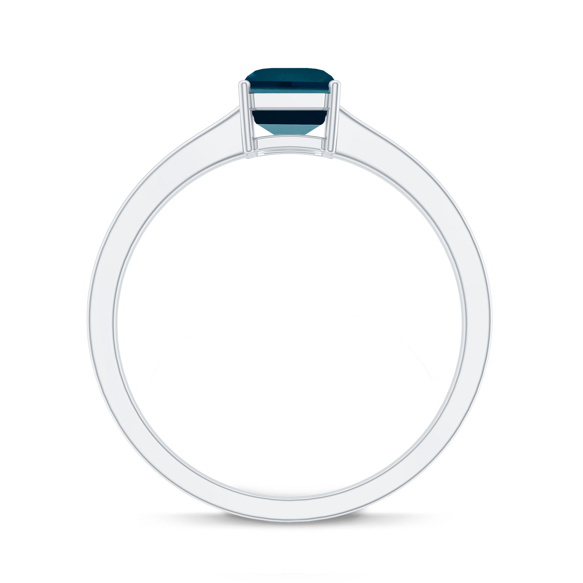 London Blue Topaz Ring – 2.2 Carat Emerald Cut Solitaire Engagement Band