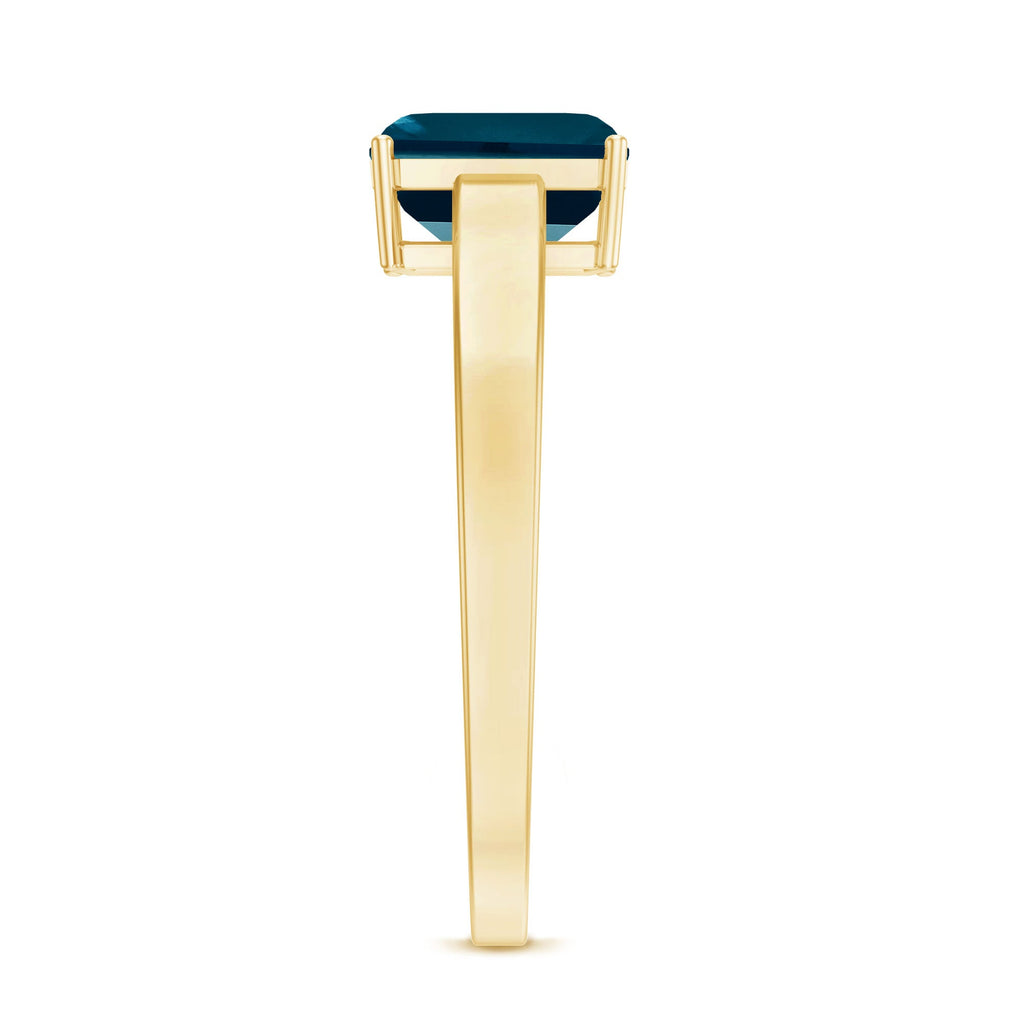 London Blue Topaz Ring – 2.2 Carat Emerald Cut Solitaire Engagement Band