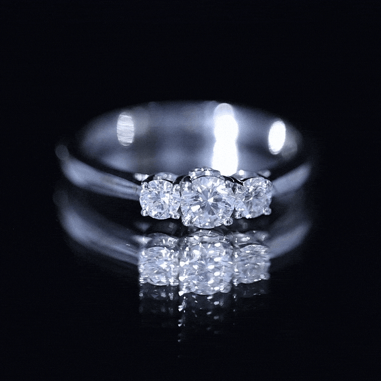 Moissanite Promise Ring – Brilliant Cut Three Stone Ring for Women | Prong Setting
