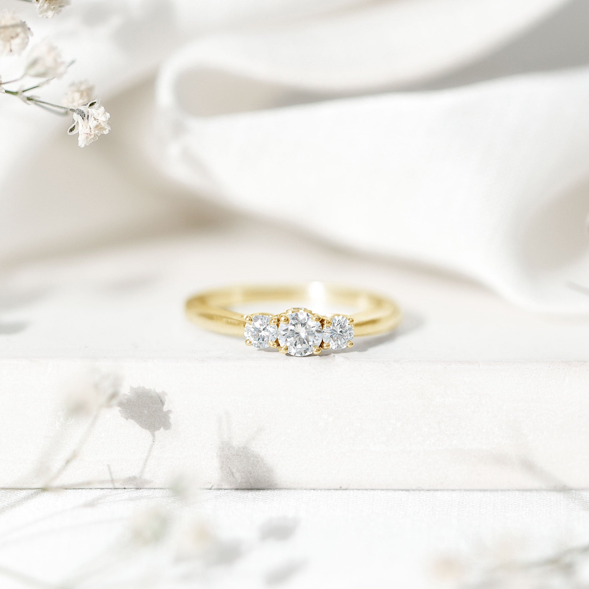 Moissanite Promise Ring – Brilliant Cut Three Stone Ring for Women | Prong Setting