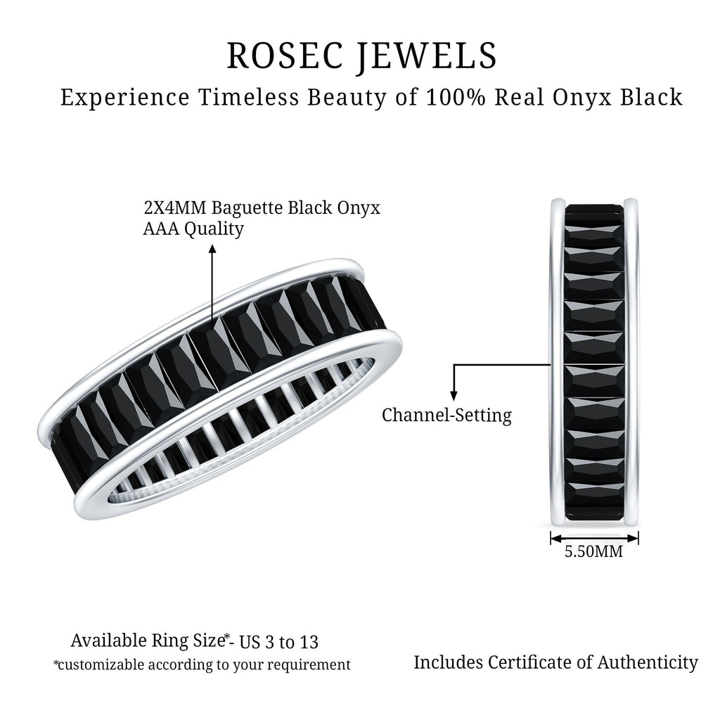 Baguette Cut Black Onyx Wedding Band in Channel Setting