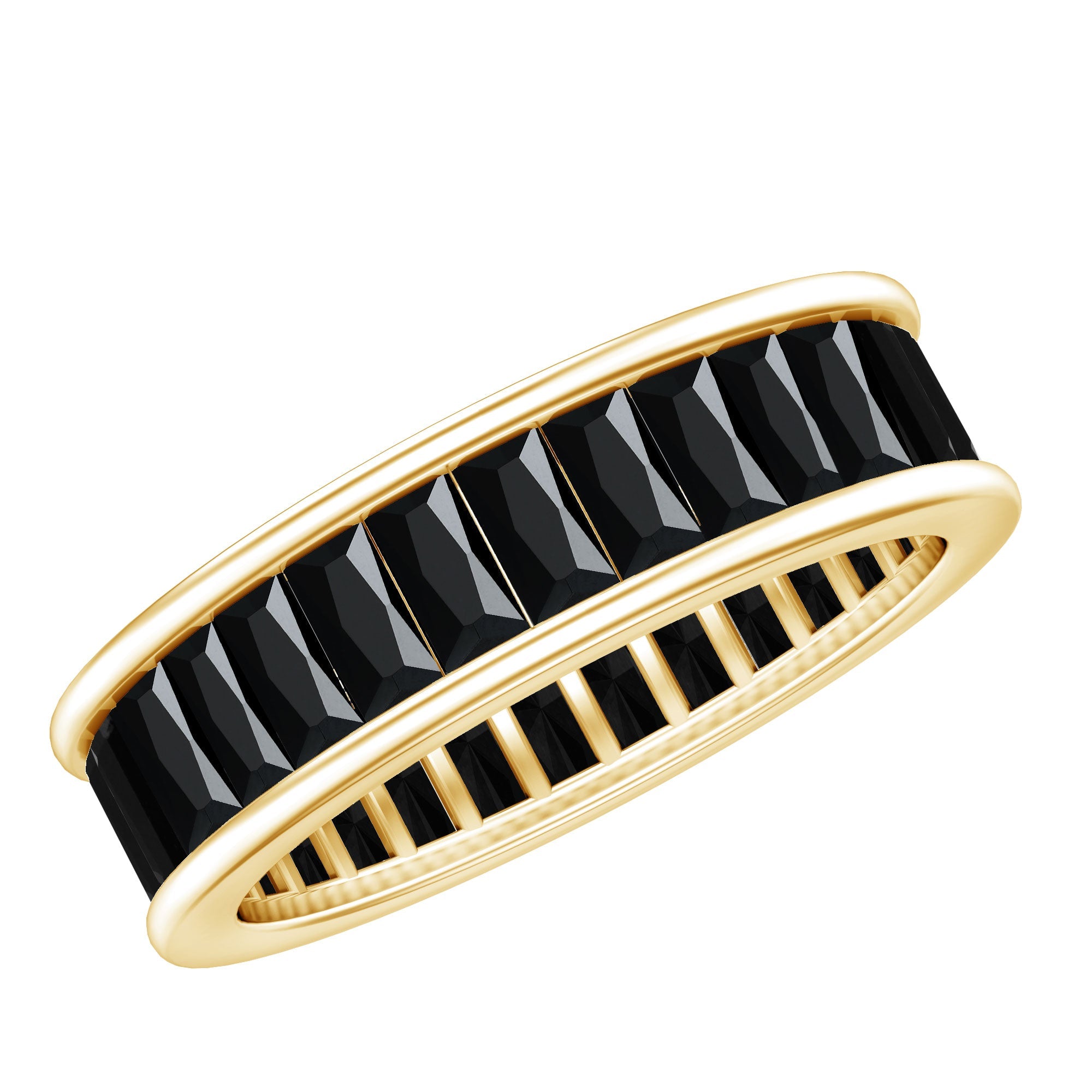Baguette Cut Black Onyx Wedding Band in Channel Setting