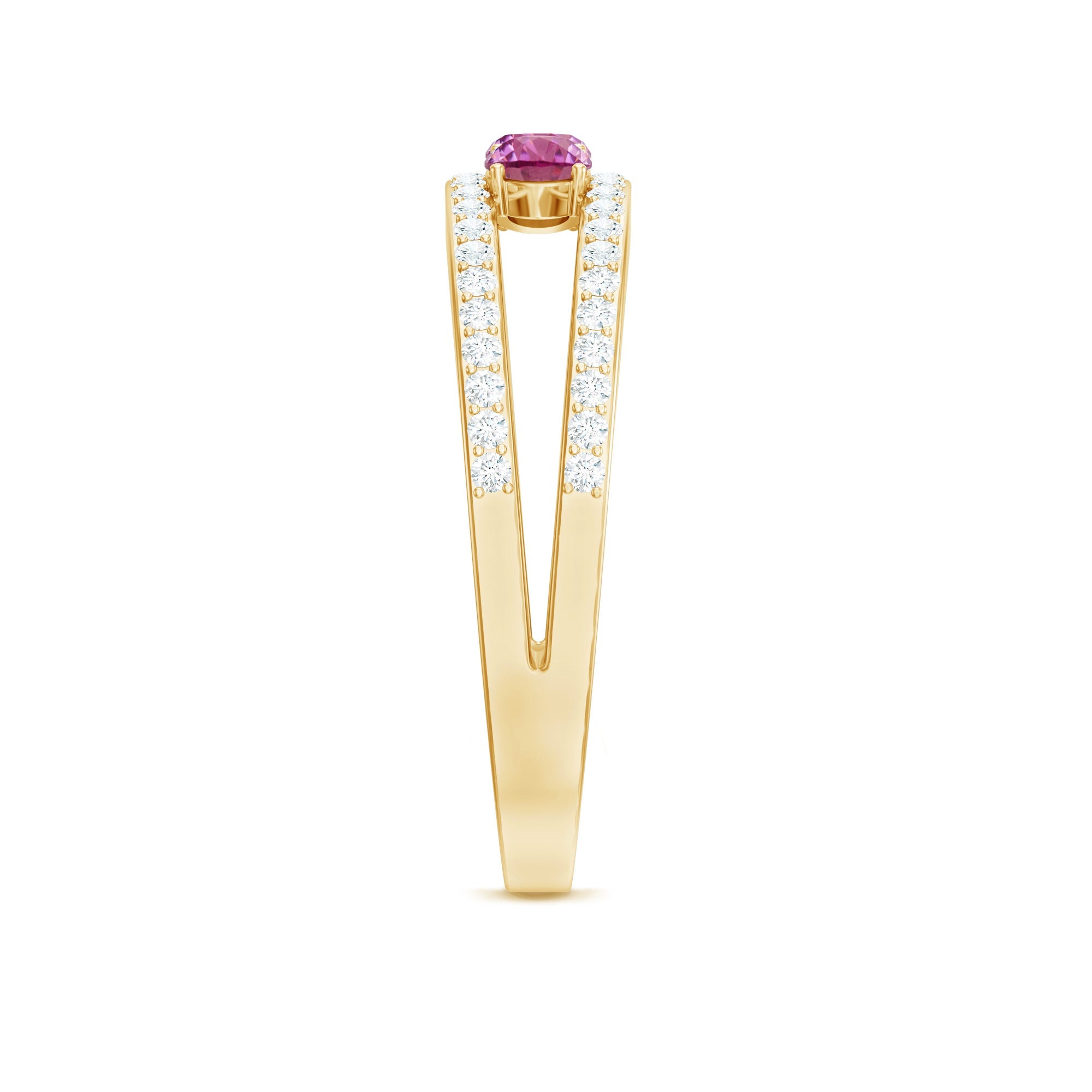 Pink Tourmaline Ring – Elegant Three Stone Anniversary Ring | Diamond Accent
