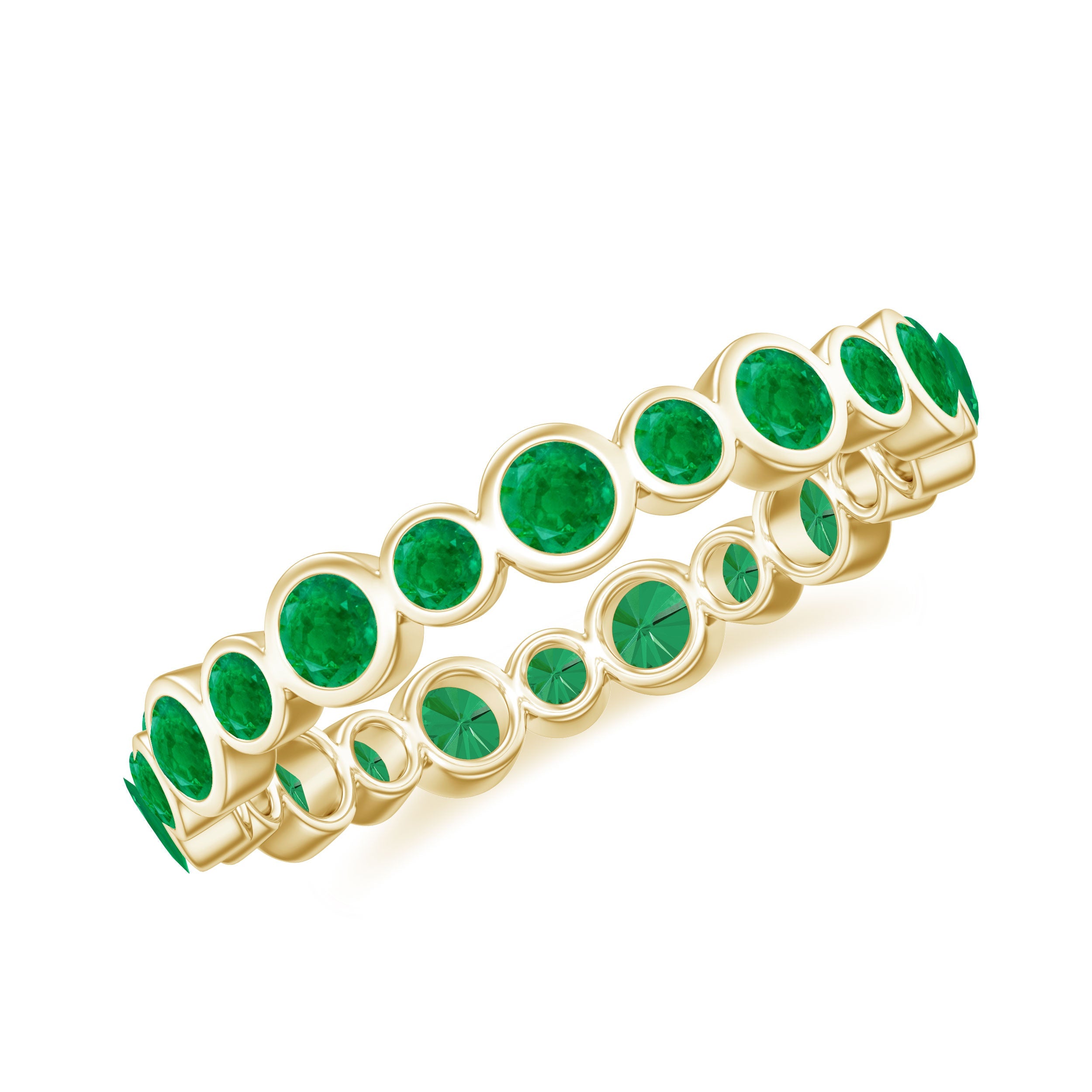 Emerald Eternity Ring - Full Eternity Band With AAA Quality Bezel Setting Stones