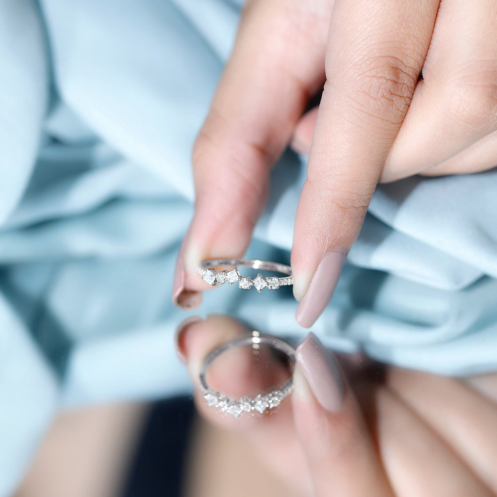Certified Moissanite Half Eternity Ring for Women