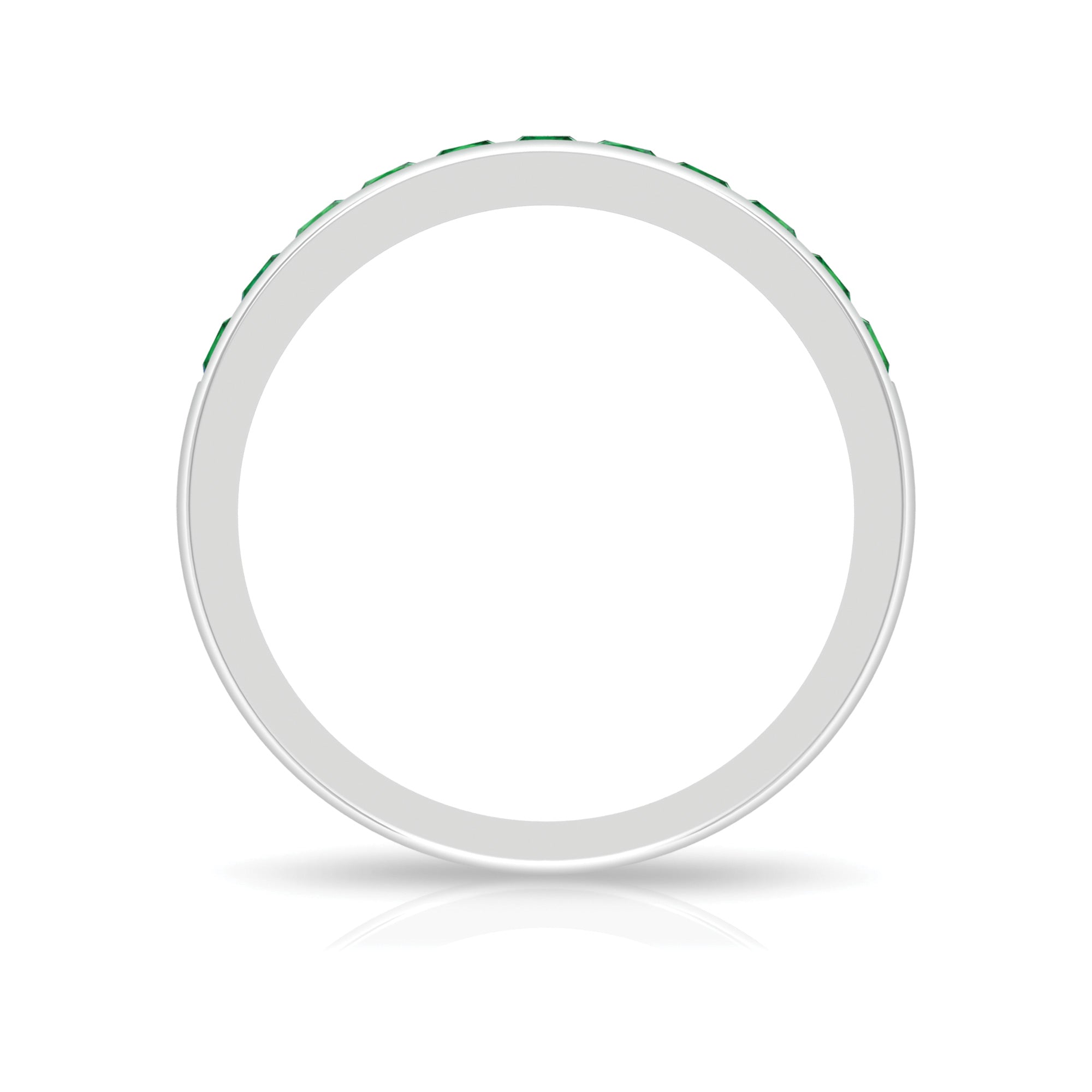 Lab Grown Emerald Ring - Channel Set Half Eternity Band with Princess Cut Stones