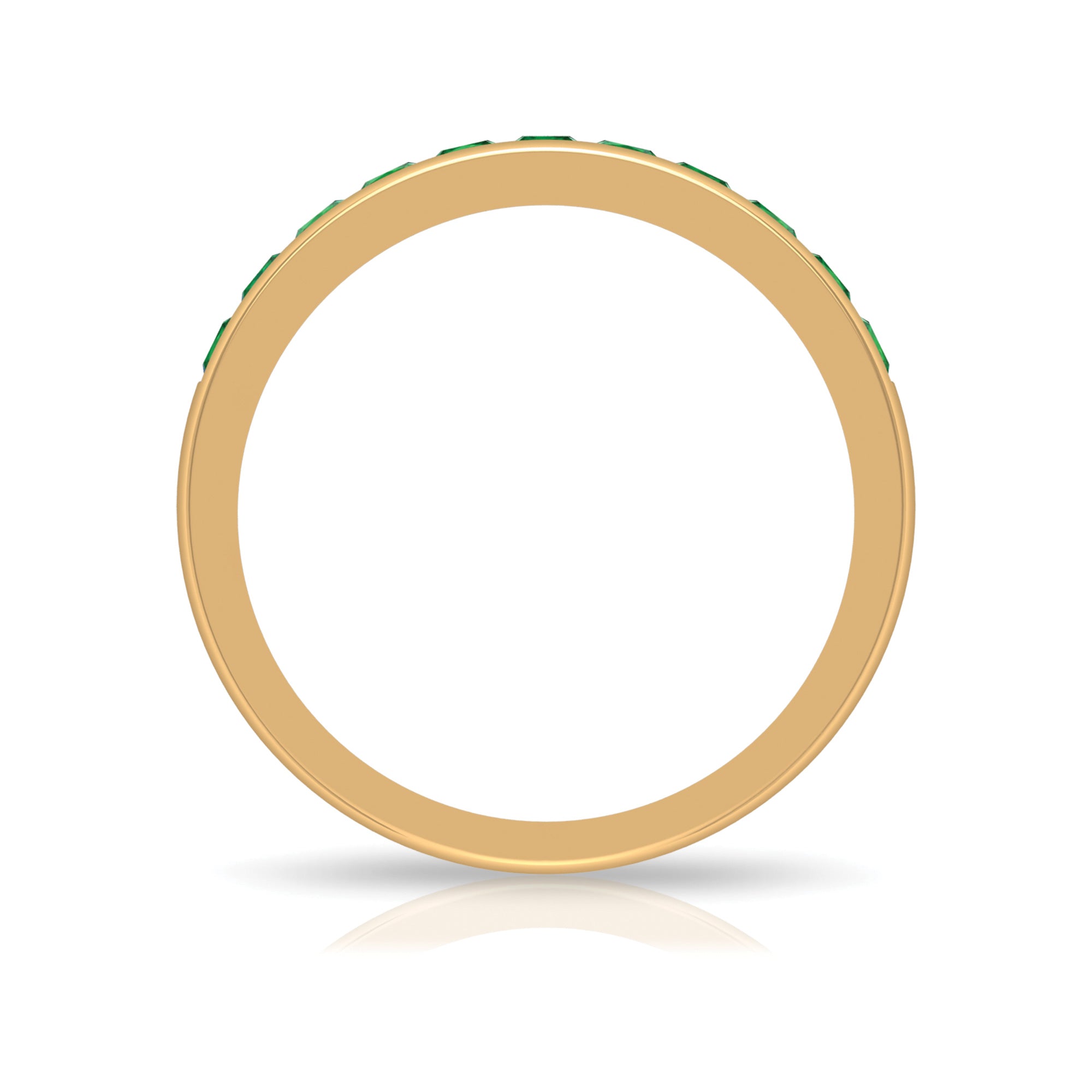 Lab Grown Emerald Ring - Channel Set Half Eternity Band with Princess Cut Stones