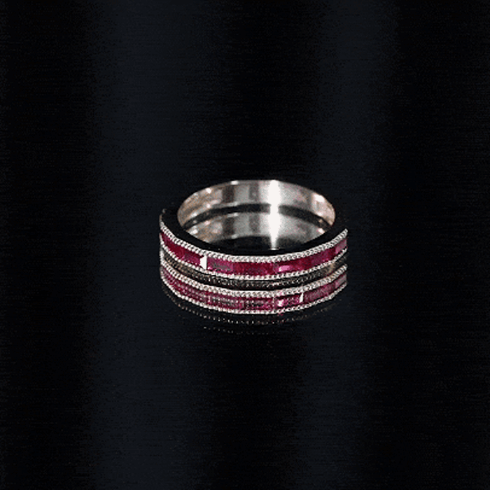 Ruby Eternity Ring – Lab Created Ruby Baguette Cut Stones | Channel Setting Band