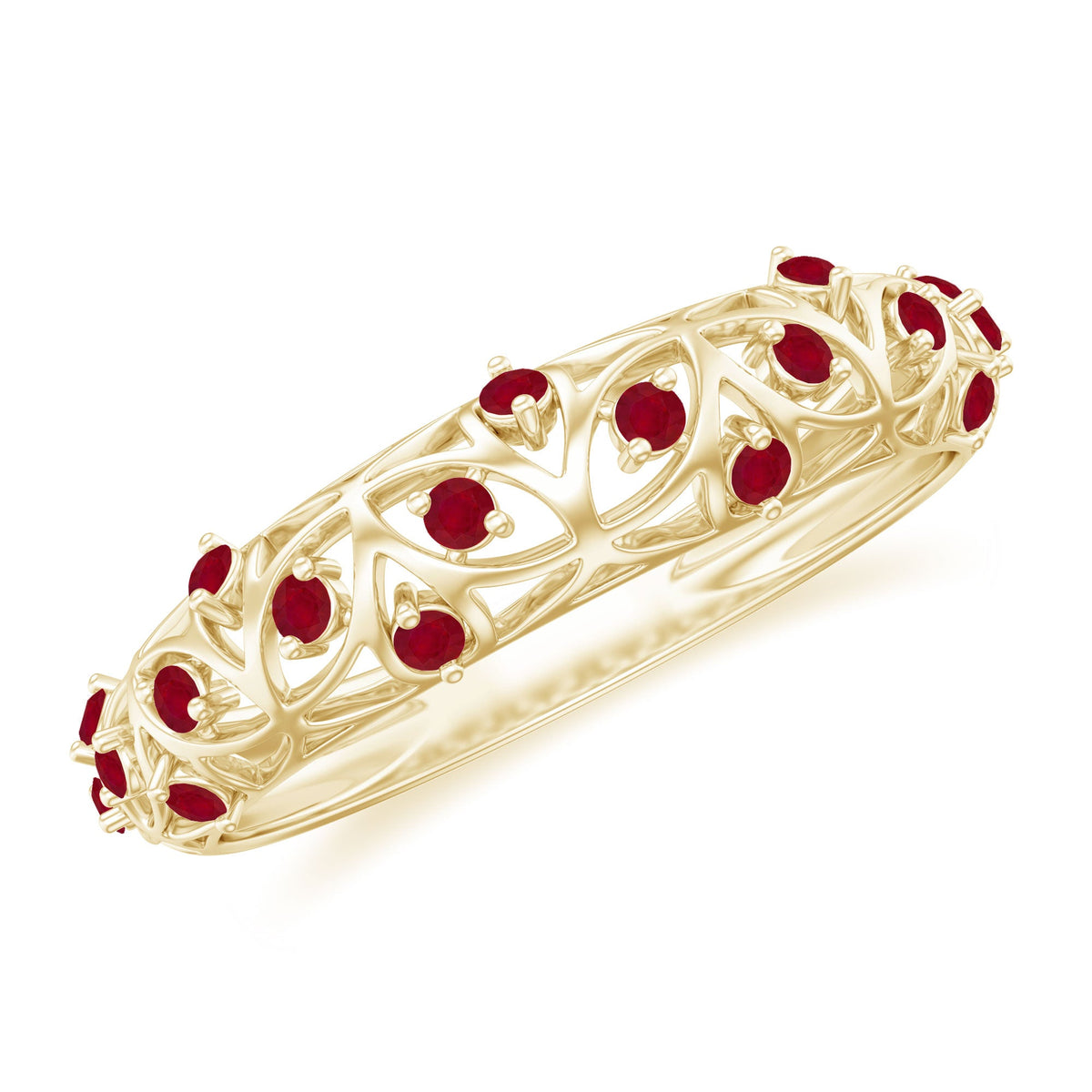 Ruby Filigree Band Ring – AAA Grade Natural Ruby Prong Setting Anniversary Gift