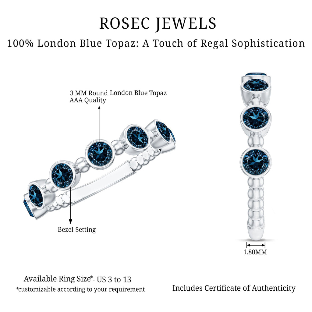 Bezel Set London Blue Topaz Semi Eternity Band