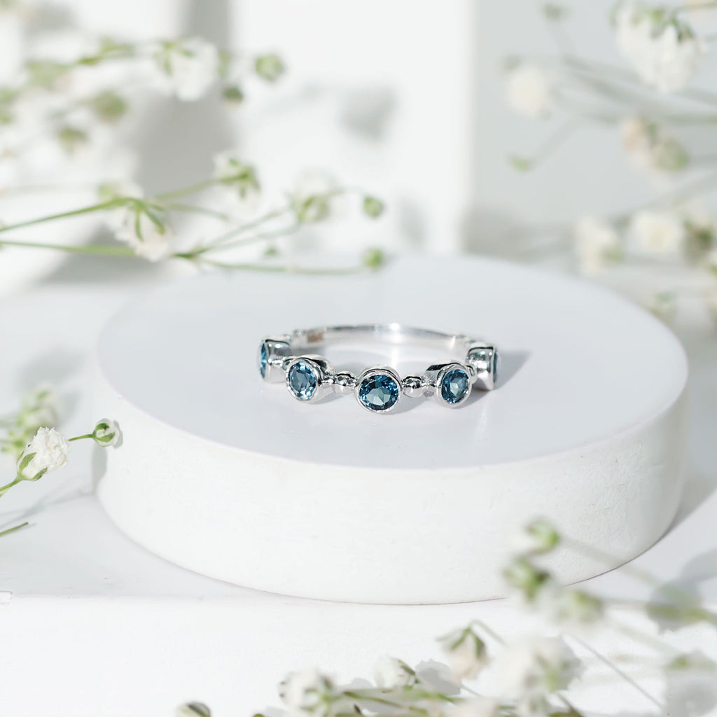 Bezel Set London Blue Topaz Semi Eternity Band