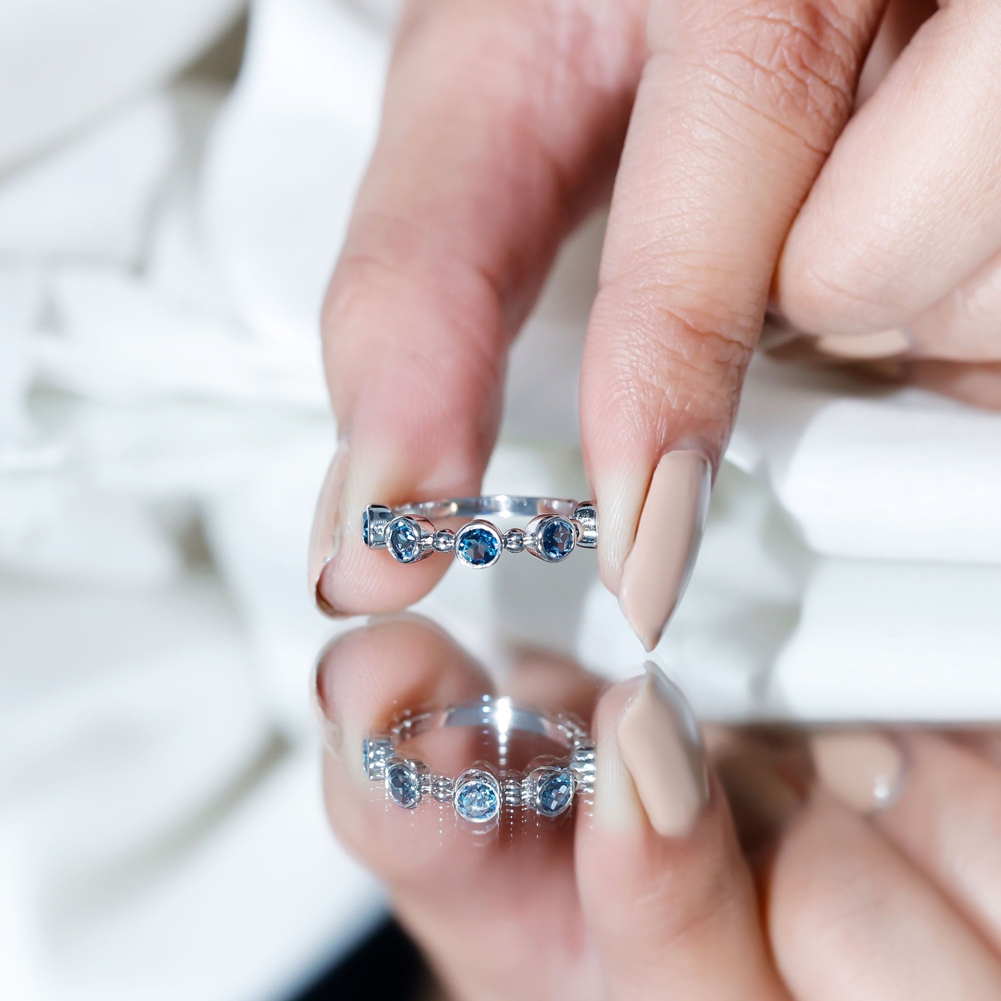 Bezel Set London Blue Topaz Semi Eternity Band