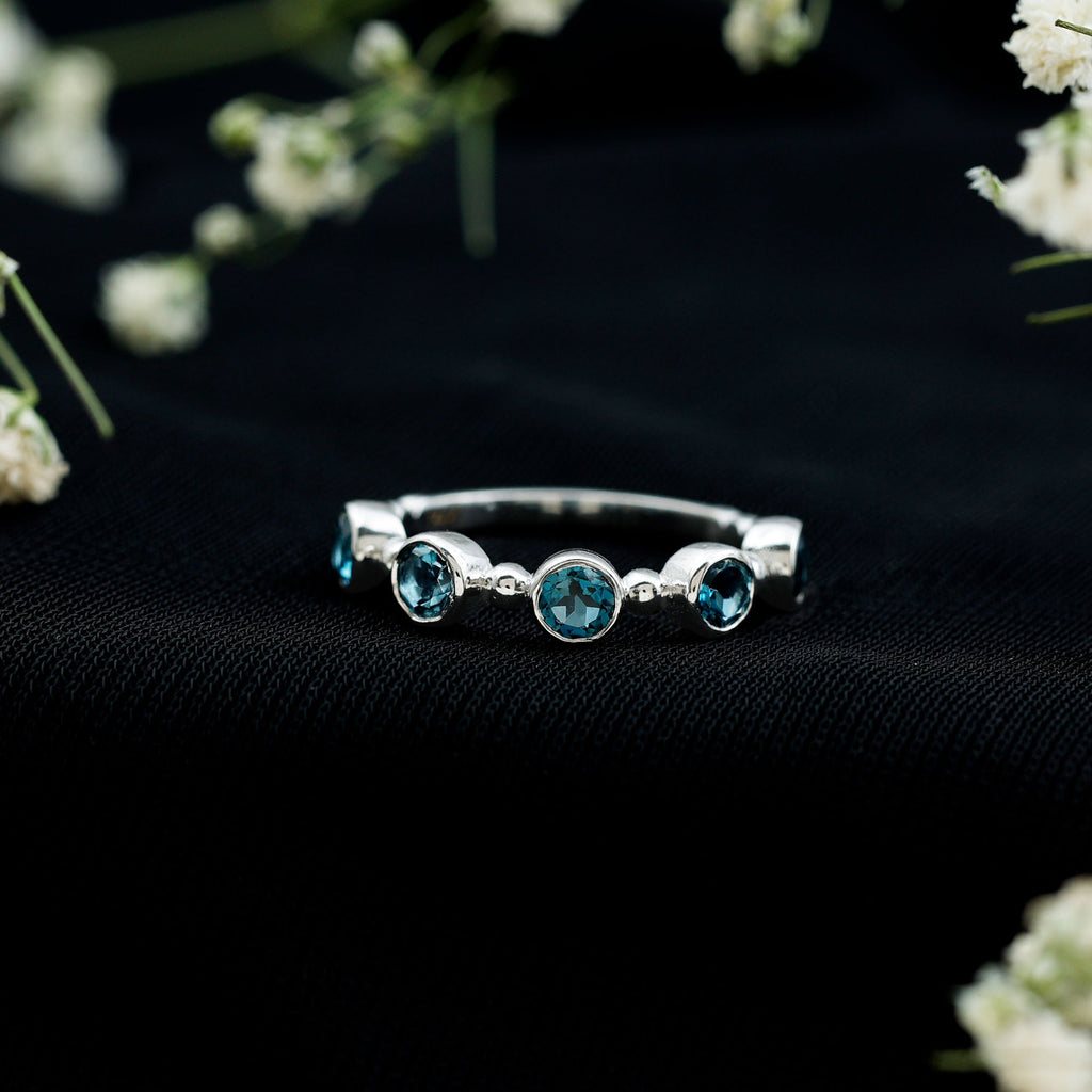 Bezel Set London Blue Topaz Semi Eternity Band