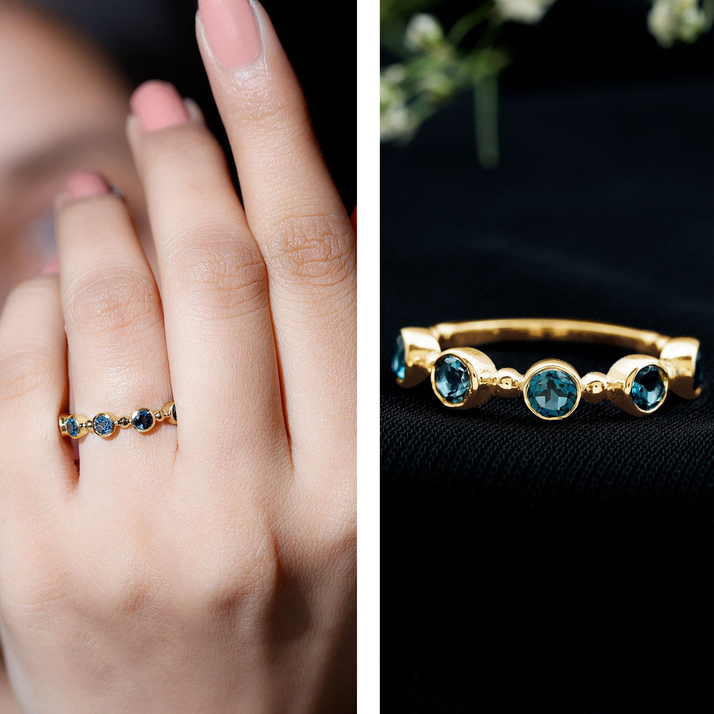 Bezel Set London Blue Topaz Semi Eternity Band
