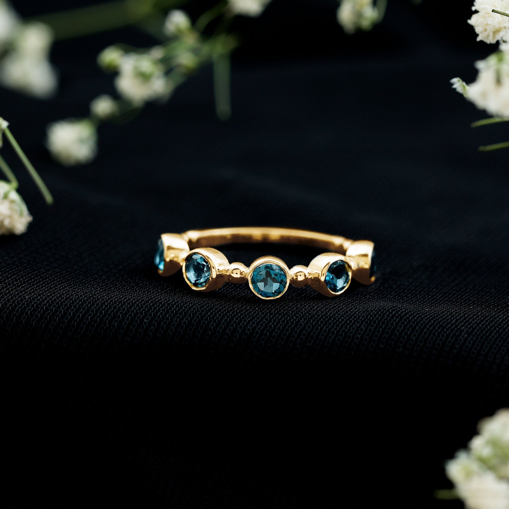 Bezel Set London Blue Topaz Semi Eternity Band
