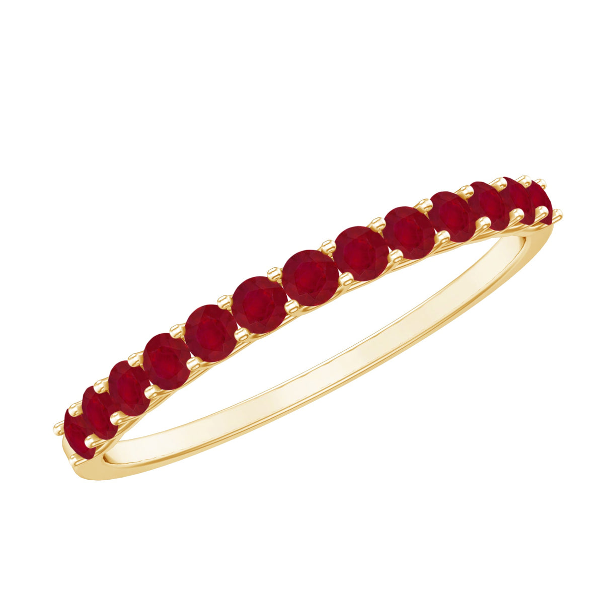 Ruby Eternity Ring – Half Eternity Band with Round Cut Ruby, Stackable Jewelry Gift