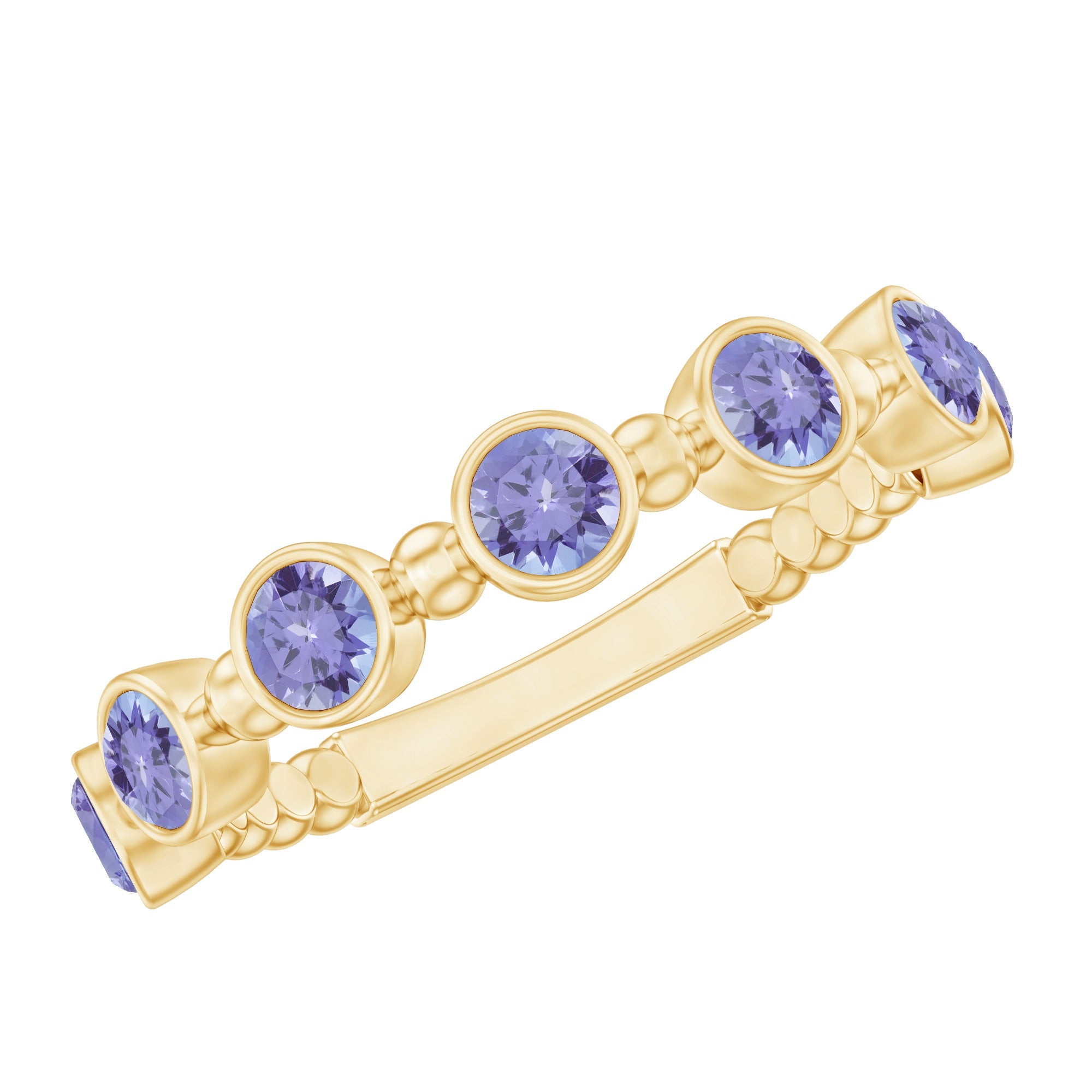 Tanzanite Eternity Ring – Half Eternity Bezel Setting With Blue Gemstones