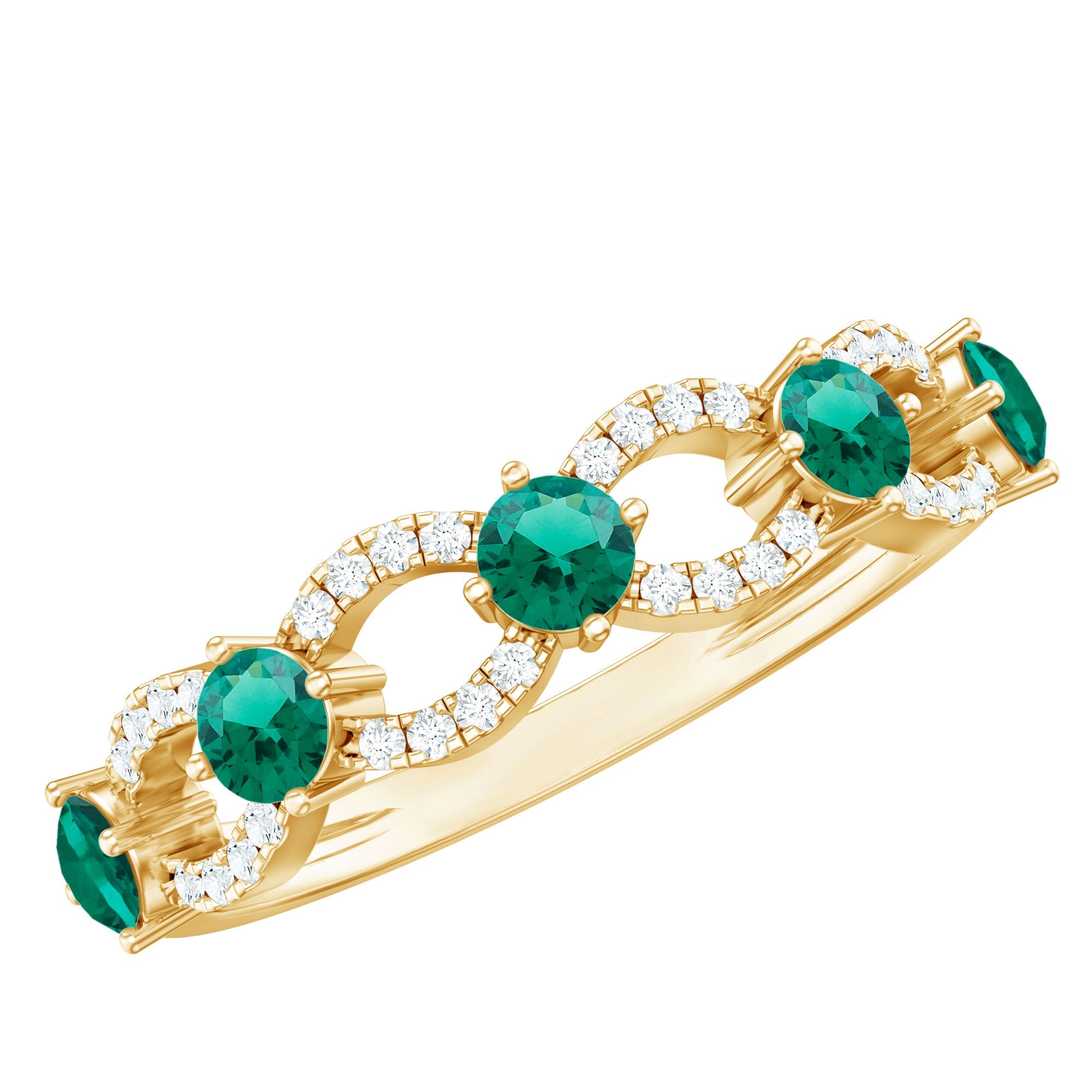 Emerald Eternity Ring – Lab Grown Emerald Full Eternity Band with Diamond Accents
