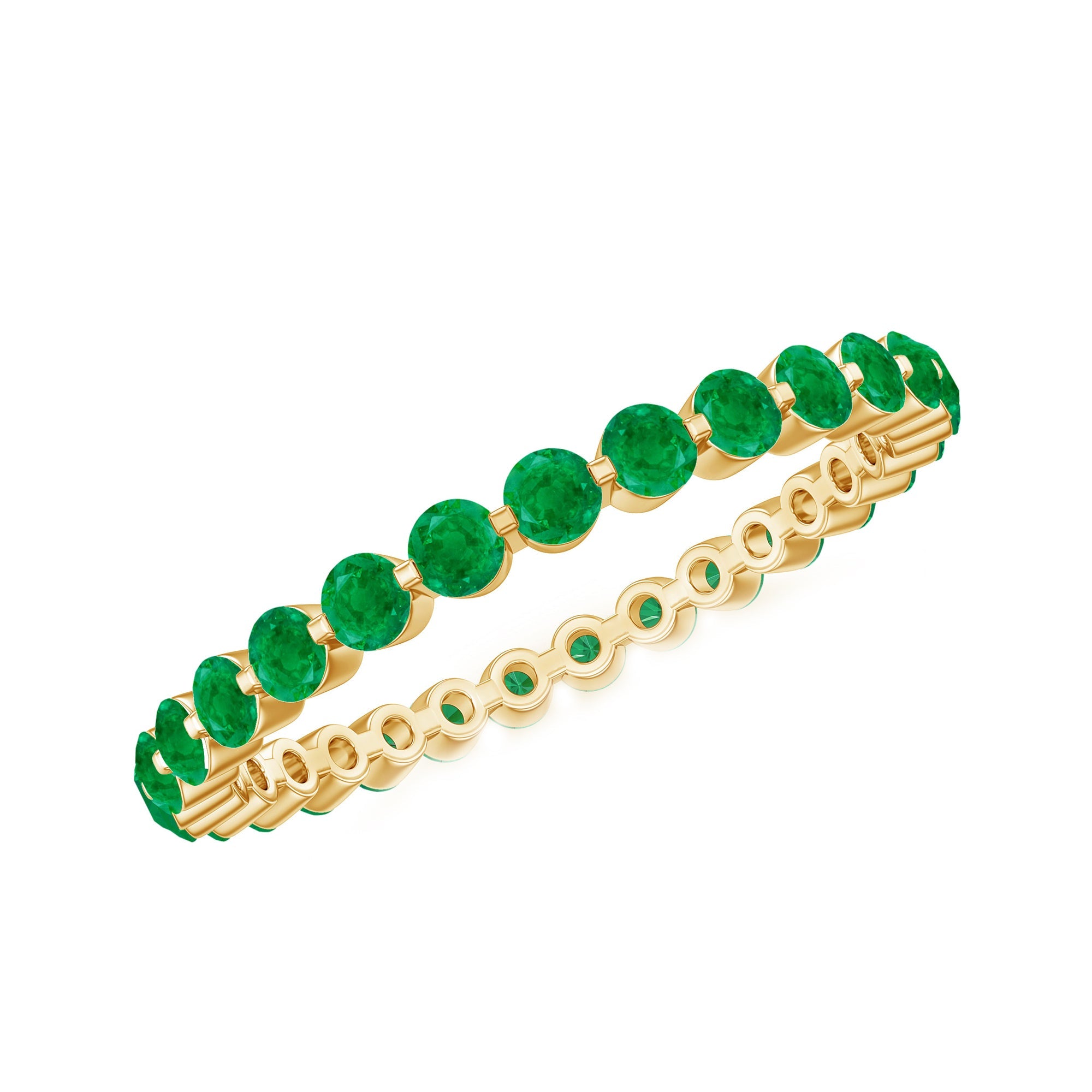 Emerald Eternity Band – Women's Floating Emerald Band with Round Cut AAA Grade Stones