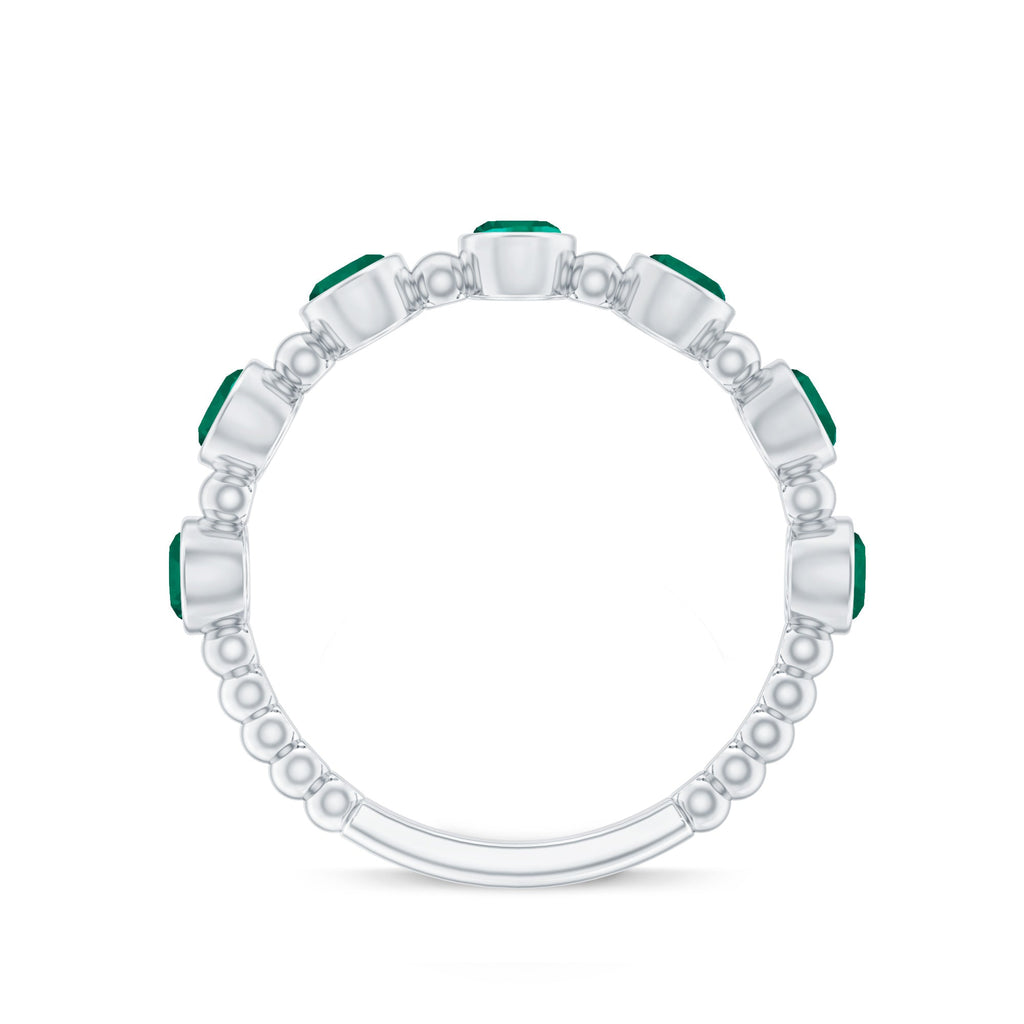 Lab Grown Emerald Ring – Bezel Set 7 Stone Half Eternity Band for Everyday Wear