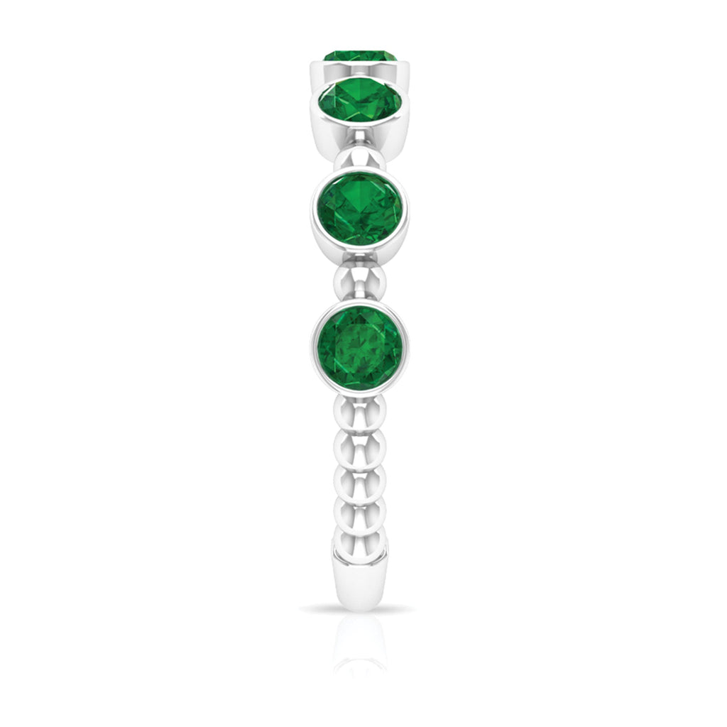Lab Grown Emerald Ring – Bezel Set 7 Stone Half Eternity Band for Everyday Wear