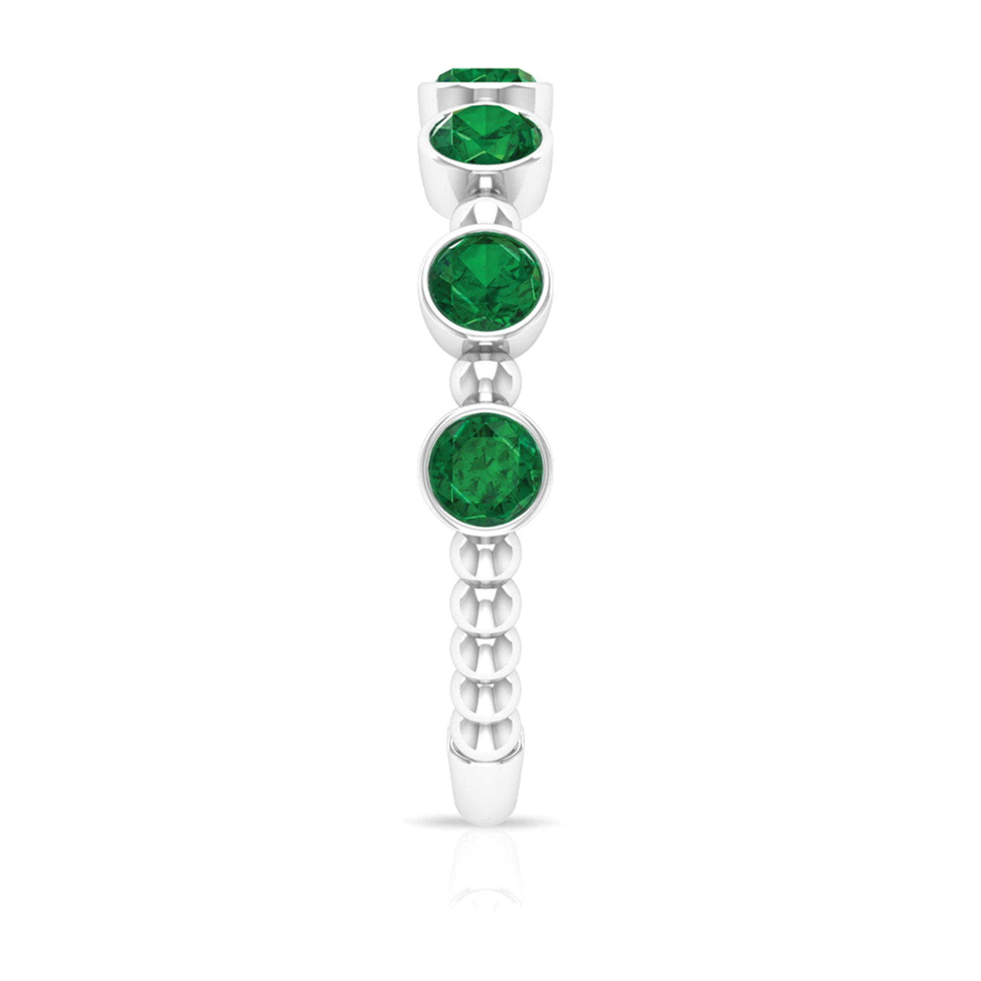 Lab Grown Emerald Ring – Bezel Set 7 Stone Half Eternity Band for Everyday Wear