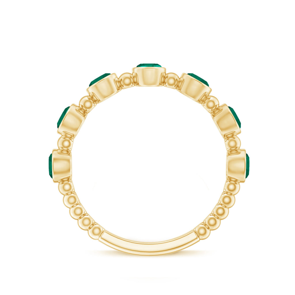 Lab Grown Emerald Ring – Bezel Set 7 Stone Half Eternity Band for Everyday Wear