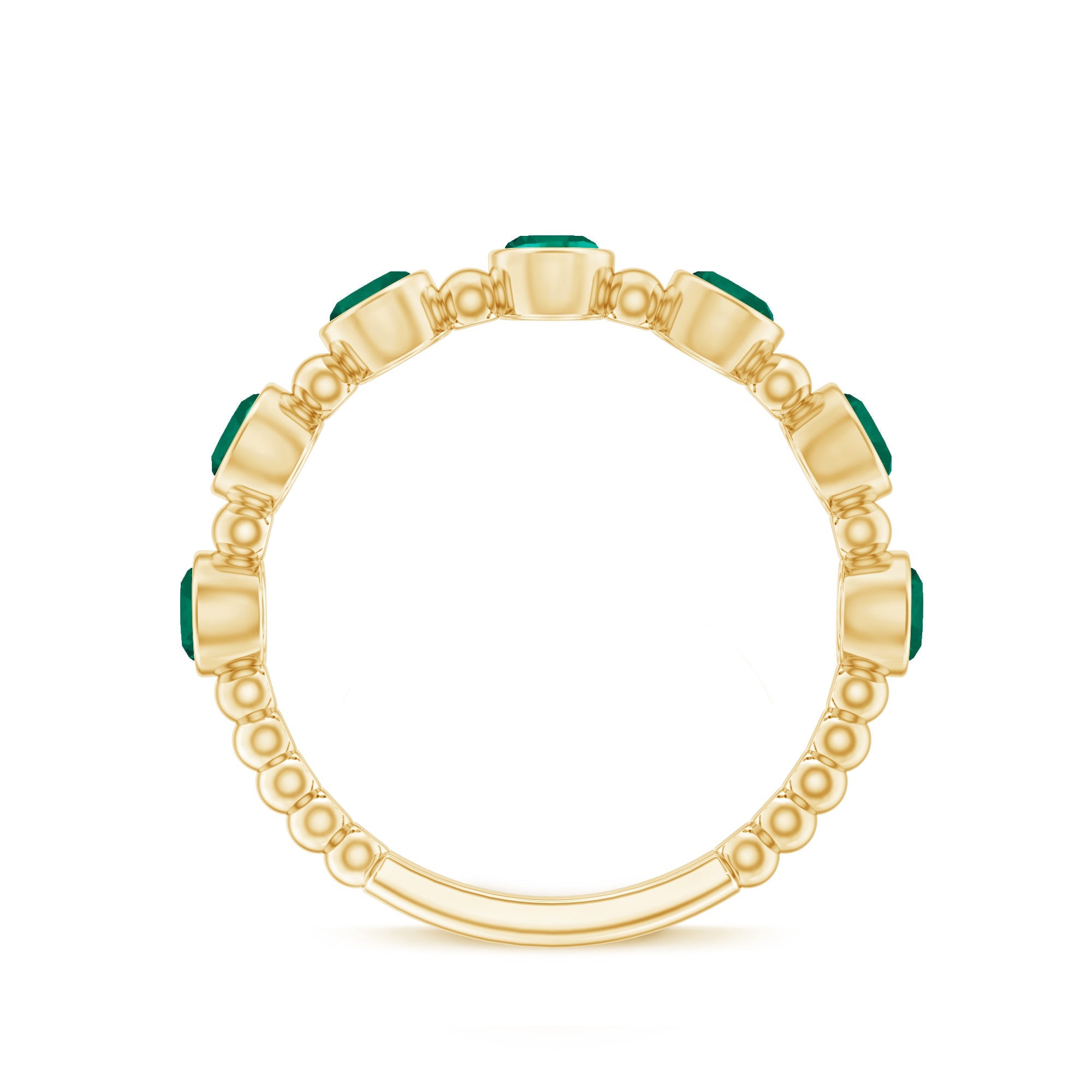 Lab Grown Emerald Ring – Bezel Set 7 Stone Half Eternity Band for Everyday Wear