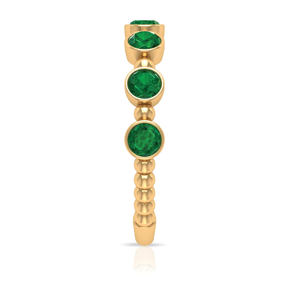 Lab Grown Emerald Ring – Bezel Set 7 Stone Half Eternity Band for Everyday Wear