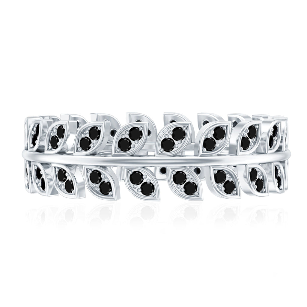 Real Black Onyx Leaf Wedding Band for Women