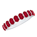 Oval Cut Ruby Ring – Solid Gold Half Eternity Band With Bar Set Design
