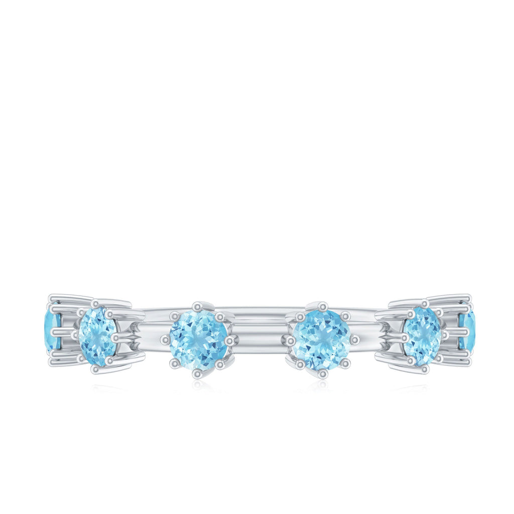 Aquamarine Promise Ring – Minimalist Half Eternity Band With Blue Gemstones