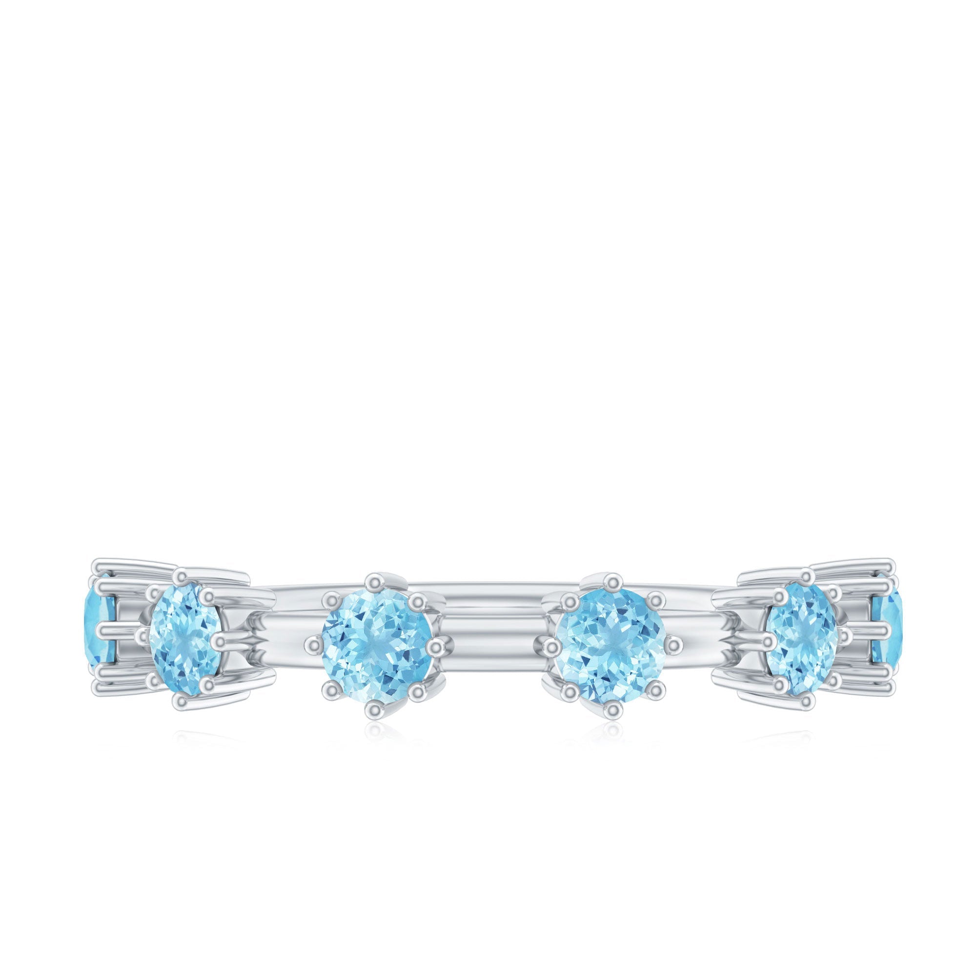 Aquamarine Promise Ring – Minimalist Half Eternity Band With Blue Gemstones