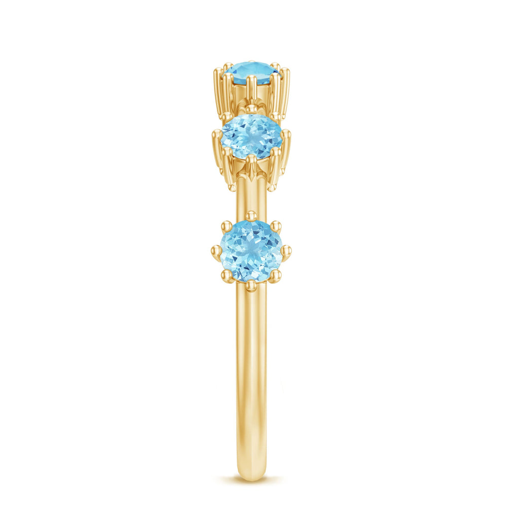 Aquamarine Promise Ring – Minimalist Half Eternity Band With Blue Gemstones