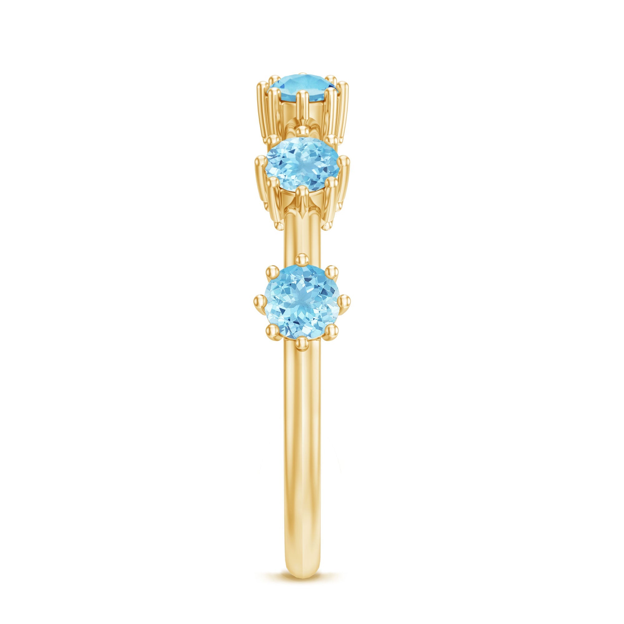 Aquamarine Promise Ring – Minimalist Half Eternity Band With Blue Gemstones
