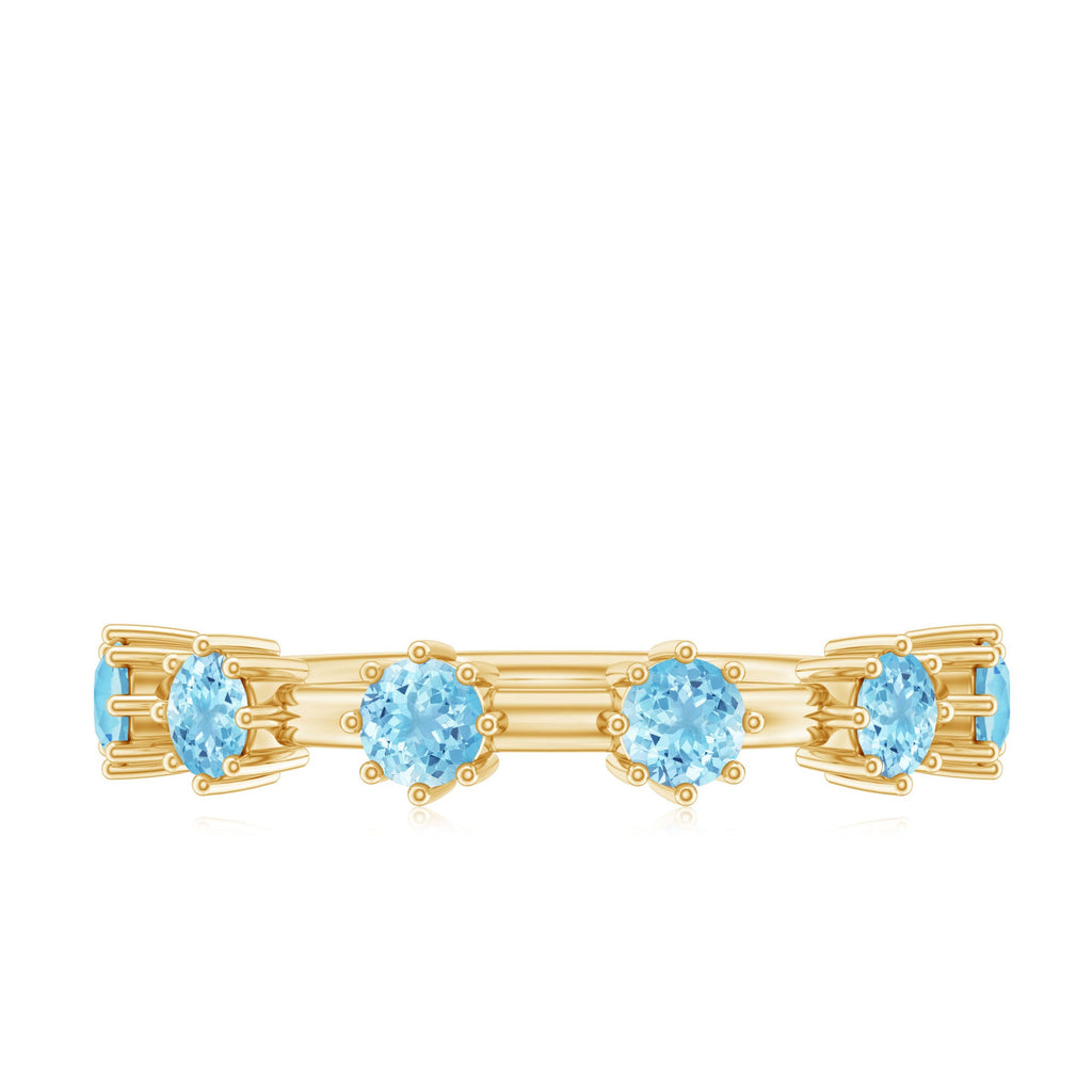 Aquamarine Promise Ring – Minimalist Half Eternity Band With Blue Gemstones