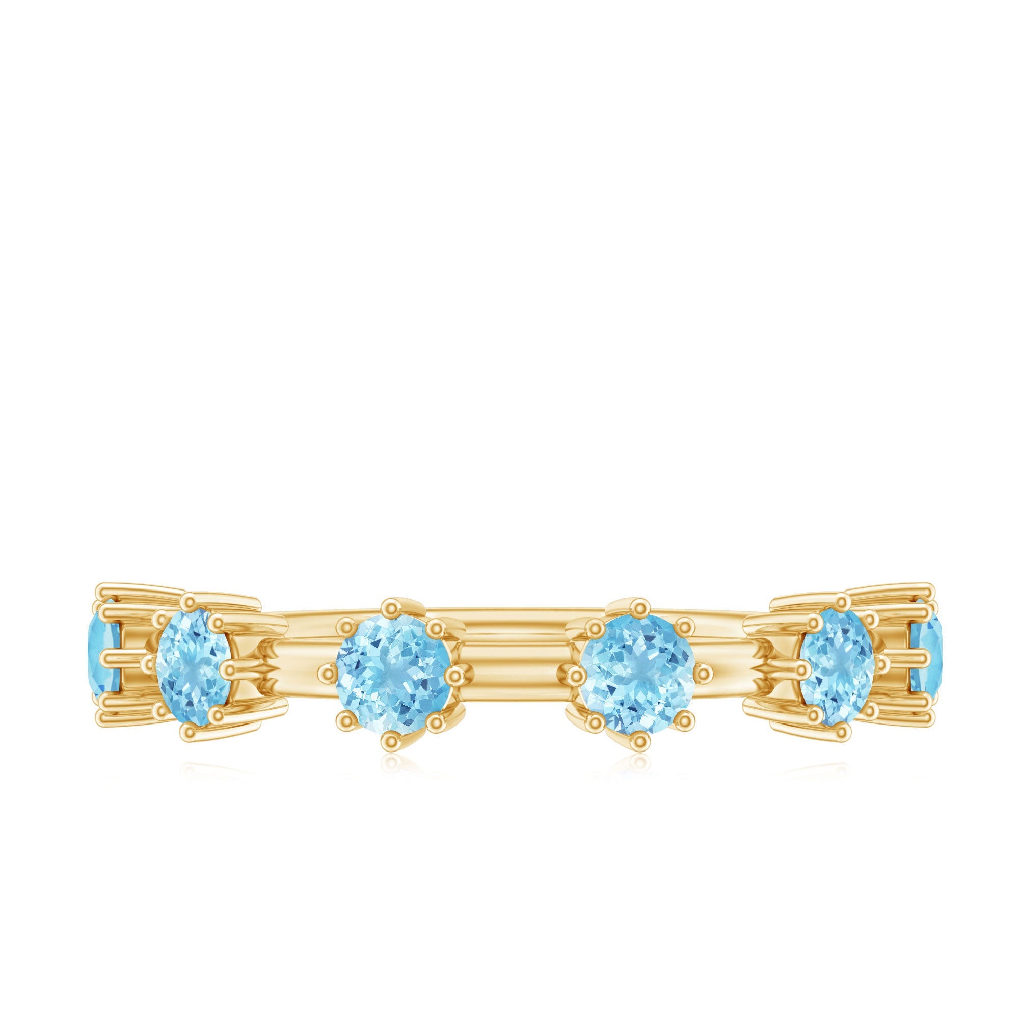 Aquamarine Promise Ring – Minimalist Half Eternity Band With Blue Gemstones