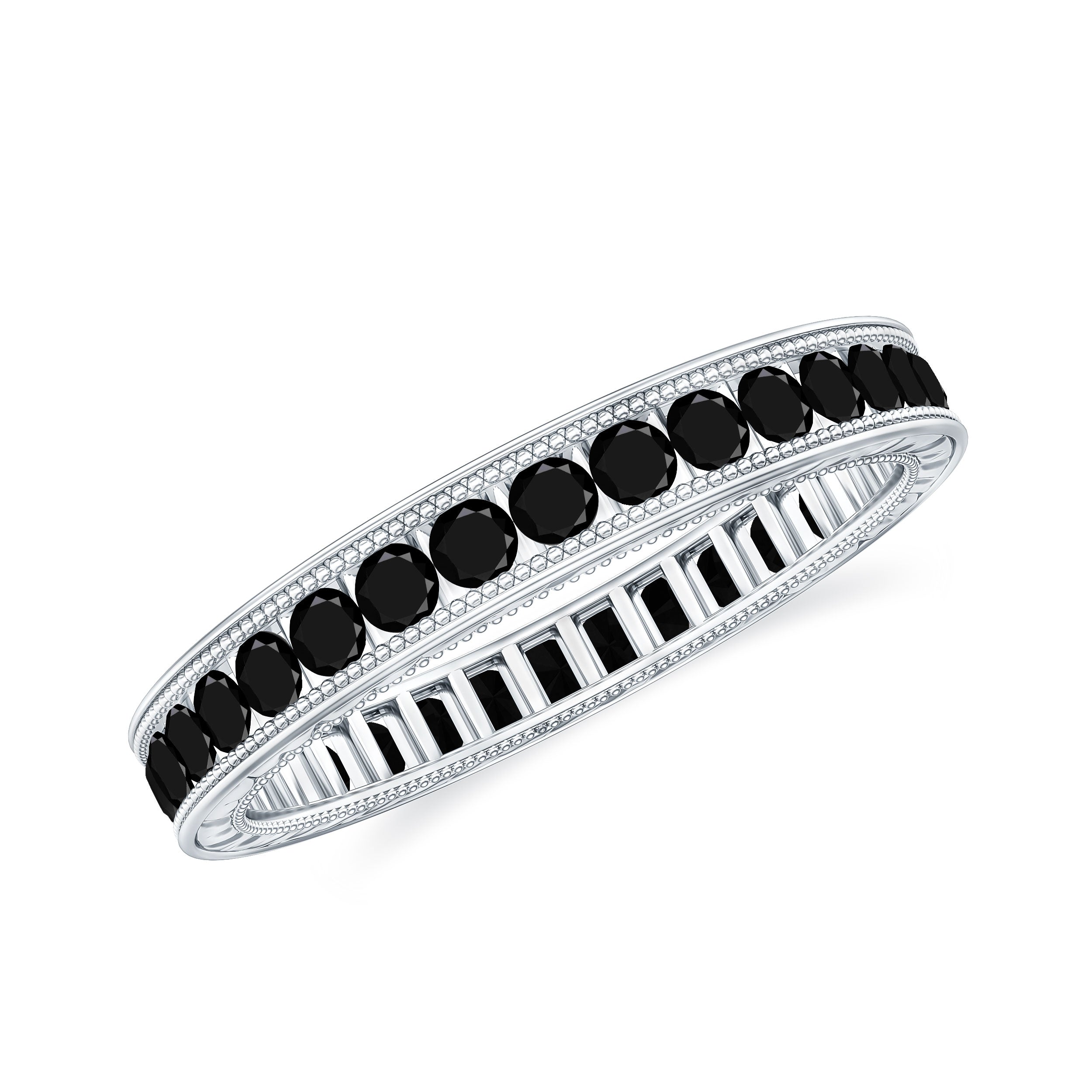 Black Onyx Wedding Band with Milgrain Detailing